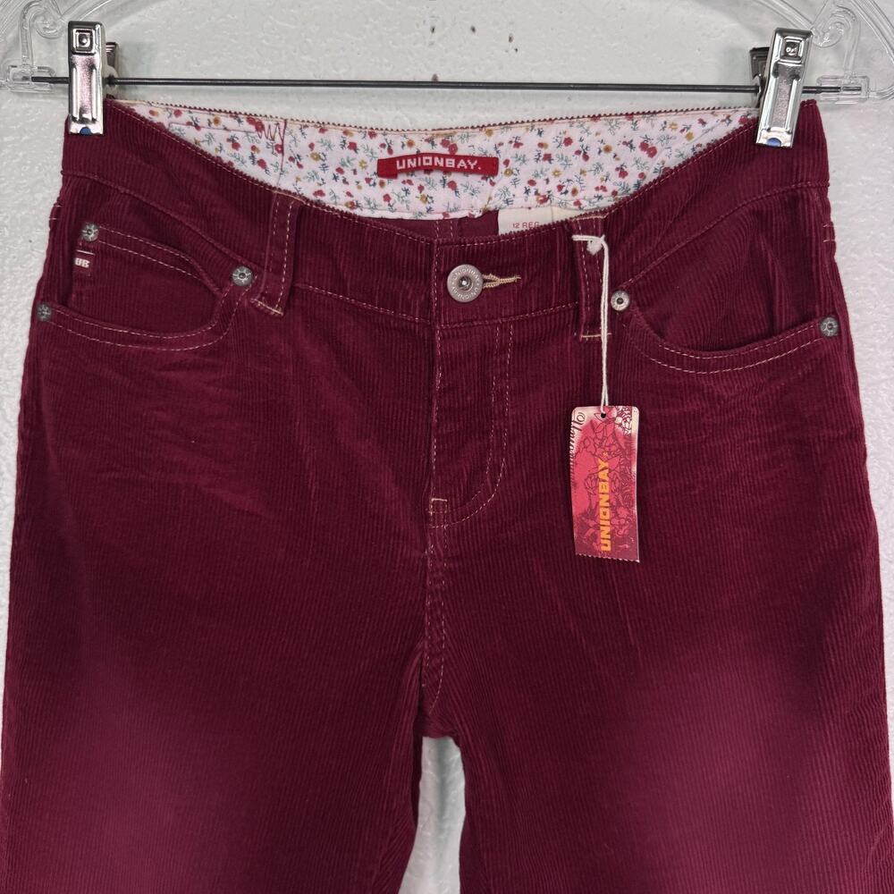 Union Bay Jeans Girls 12 Corduroy Bootcut Flare Red 27 Vintage Y2K Juniors NEW - Picture 4 of 11